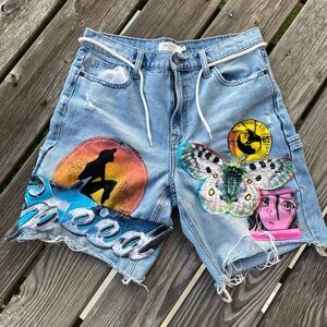 Graphic Patch Denim Shorts for Women